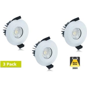 3 Pack - Led Downlighter 6w, 430 Lumen, 3000K Warm Wit, IP65, Dimbaar, Ø 70mm gatmaat Met Integral LED lamp