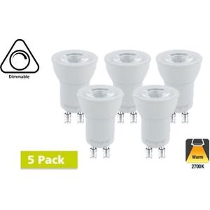 5 Pack - GU10 35MM 3,2w, 290 Lumen, 2700K Warm wit, Dimbaar