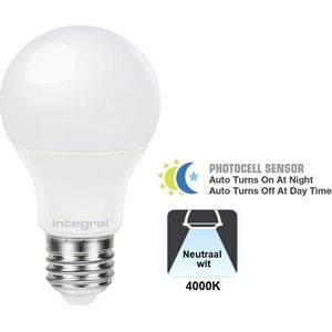 Integral LED - E27 LED lamp - 8 watt - 806 lumen - 4000K - Dag/nacht sensor - niet dimbaar
