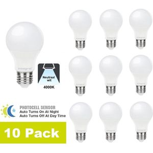 Integral LED - E27 LED lamp - 4,8 watt - 470 lumen - 4000K - Dag/nacht sensor - niet dimbaar