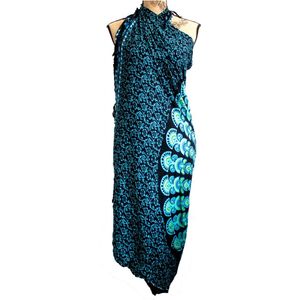 Mandala Sarong - Klassieke Pauw - Blauw - Omslagdoek - Pareo - Hamamdoek - 140x100cm