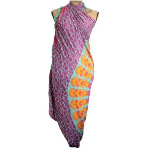 Mandala Sarong - Teal met Paars - Omslagdoek - Pareo - Hamamdoek - 140x100cm