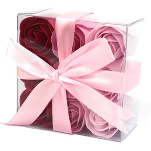 Zeep Bloemen - Roze rozen set van 9