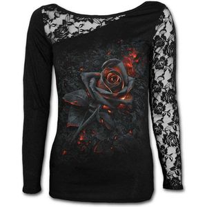 Spiral - Burnt Rose - Dames Shirt - Zwart - Lange Mouwen