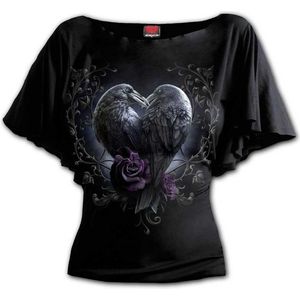 Spiral - Zwart T-shirt - Vleermuismouwen - 95% Viscose, 5% Elastaan