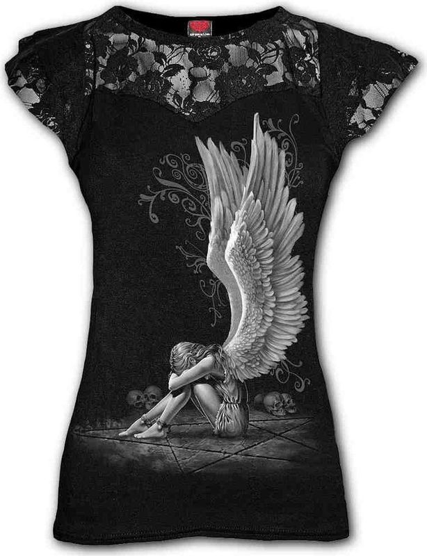 Spiral - Enslaved Angel - T-shirt - Zwart - 95% Viscose, 5% Elastaan