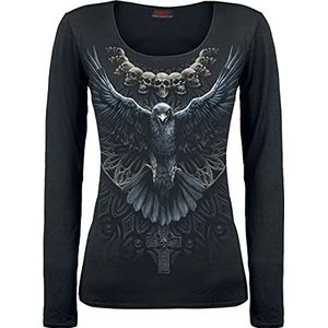 Spiral Raven Skull Dames Shirt met lange mouwen - zwart - XXL