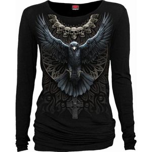 Spiral Raven Skull Dames Shirt met lange mouwen - zwart - XL