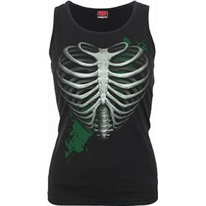 Spiral Mouwloze top -S- HEART RIBS - GLOW IN THE DARK Zwart