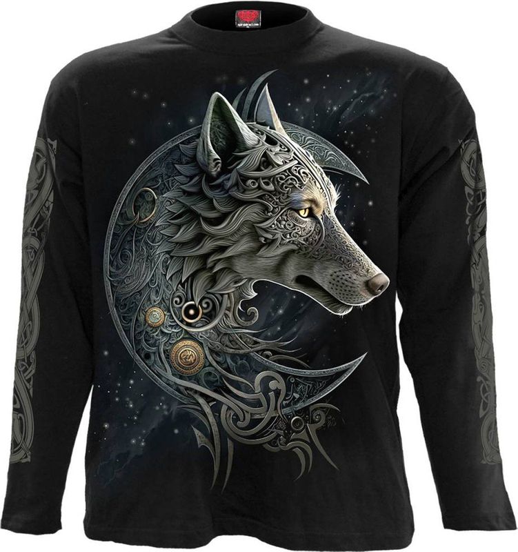 Spiral Longsleeve shirt- Celtic Wolf Zwart
