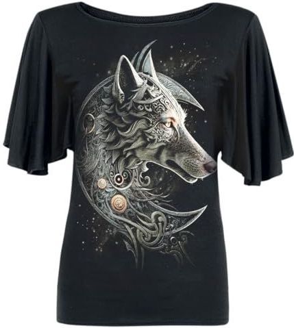 Spiral - F719 - T-shirt - Zwart - Viscose met Vleermuismouwen