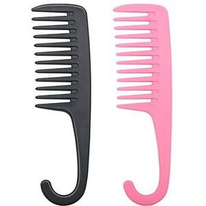 TRIXES 2 stuks haarkammen voor douche - brede tandenkammen, perfect voor lang, nat of krullend haar om te ontwarren