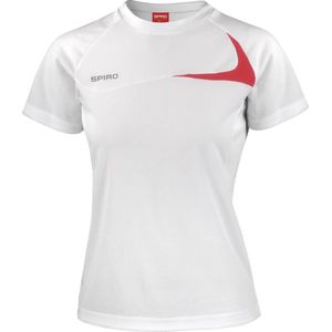 Spiro - Dash Performance - T-shirt - Wit/Rood - 100% Polyester, Cool Dry Stof, Antibacterieel, UV-bescherming