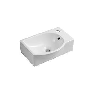 iBathUK | Moderne keramische kleine garderobe wastafel witte muur opgehangen badkamer wastafel CA1006