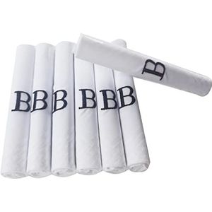 DUDU N GIRLIE Heren/Heren Witte Satijn Begrensde Zakdoeken met & Blauwe Geborduurde Initialen, B, One Size