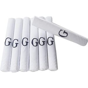 DUDU N GIRLIE Heren/Heren Witte Satijn Begrensde Zakdoeken met & Blauwe Geborduurde Initialen, G, One Size