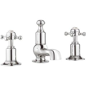Crosswater Belgravia Wastafelkraan - 3 gats - warm/koud - kruisgreep - chroom BL130DPC