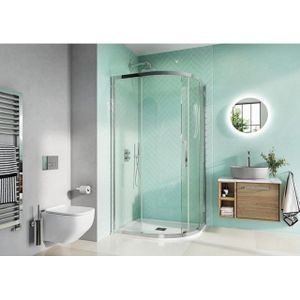 Crosswater Infinity Douchecabine - kwartrond - 90x90x200cm - 1 schuifdeur - 8mm helder veiligheidsglas - RVS IQSSC0900+