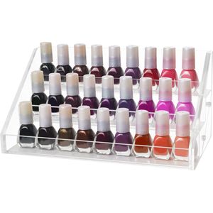 Kurtzy 3 Laags Nagellak Rek – Helder Acryl Organizer – L23,5 x B12,5 x H11,5 cm – Houdt tot op 30 Standaard Maat Verf Potjes – Vertoon op Tafel, Bureau of Plank