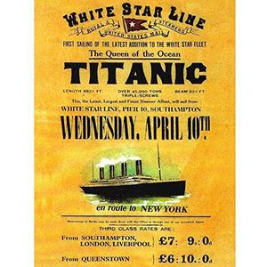 Wee Blue Coo Titanic Queen witte ster reisposter wanddecoratie 30,5 x 40,6 cm