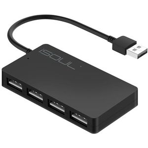 iSOUL USB-hub, 4-poorts ultraslanke USB 2.0-hub draagbare high-speed uitbreiding Multi USB-hub splitter kabel voor pc laptop, desktop, PS3 PS4, Xbox, Wii, MAC, Notebook, MacBook, NetBook