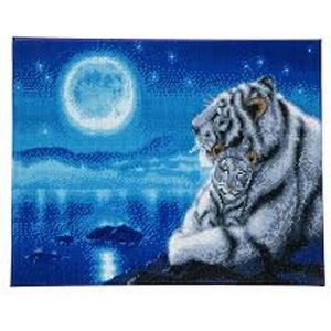 Diamond Painting Crystal Art Kit® Witte Tijgers - 40x50 cm