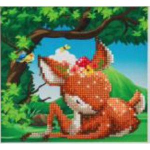 Diamond Painting Crystal Art kit Forest Deer, 20x20cm, partial painting
