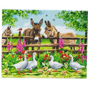 Generic Crystal Art diamond painting kit Farmyard Family 40 x 50 cm