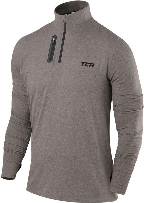 TCA - Fusion Pro - Hardlooptop - Donkergrijs - Sneldrogend, Half-Zip, D.R.Y. Technologie