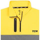 TCA - Sportshirt - Donkergrijs/Geel - Heren - Lange Mouw - Sneldrogend Fietsshirt - Hardloopshirt met Voorzak