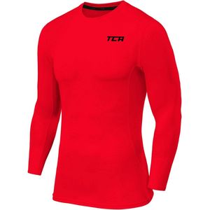 TCA Mannen Pro Performance Lange Mouw Hardloop Compressie Basislaag Top - Rood, XXL