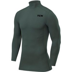 TCA Mannen Pro Performance Compressie Basislaag Lange Mouw Thermische Top - Mock Hals - Donkergroen, M