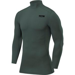 TCA Mannen Pro Performance Compressie Basislaag Lange Mouw Thermische Top - Mock Hals - Donkergroen, XL