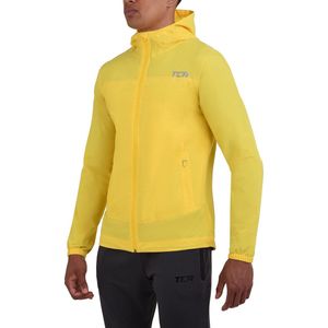 TCA Mannen AirLite 2.0 Waterdichte Hardloop Regenjas met Ritszakken - Geel/Groen, XL