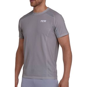 TCA QuickDry sportshirt heren korte mouw - Functioneel t-shirt - Sport shirt heren - Trainingsshirt ademend - Hardloopshirt heren - Fietsshirt - Licht Grijs, M
