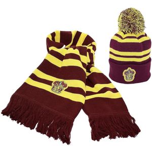 Harry Potter Griffoendor muts & sjaal set winter accessoire, rood, één maat, Rood, one size