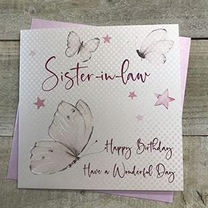 WHITE COTTON CARDS Verjaardagskaart ""Sister-in-Law"", handgemaakt, met vlindermotief