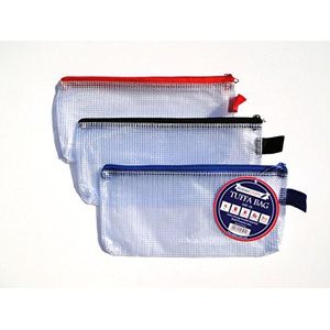 DL Tuff Bag zak met ritssluiting van transparante kunststof, waterafstotend, met robuust netweefsel, 12 stuks