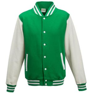 Just Hoods - Varsity Jacket JH043 - Kelly Green/White - Werkjassen