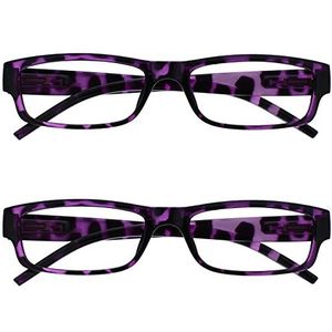 The Reading Glasses Company groene schildpad lezer waarde 2-pack vrouwen dames UVR2PK009 +1.00 +1.00 Optical Power Purple Tortoiseshell