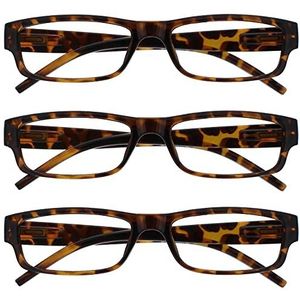 De leesbril bedrijf bruine schildpad licht comfortabele lezer waarde 3-pack designer stijl heren vrouwen UVR3PK032BR +1.00