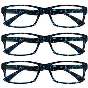 Leesbril Blauwe Schildpad Lezers Waarde 3 Stuks Mannen Vrouwen UVR3092BL +3,50