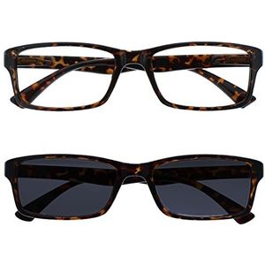 The Reading Glasses Company RS92-2 +2.50 Lot de 2 lecteurs d'écaille de tortue avec protection solaire UV400 pour homme et femme Marron