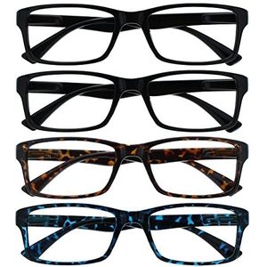 The Reading Glasses Company Zwart Bruin Blauw Lezers Waarde 4 Pack Designer Stijl Mens Womens RRRR92-1123+1.50