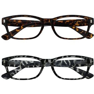 The Reading Glasses Company bruine schildpad & zwarte melk lezer waarde 2-pack heren dames lente scharnier RR10-21 +3.50