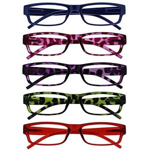 Leesbril Waarde 5 Stuks Lichtgewicht Mannen Vrouwen Blauw Roze Purper Groen Rood RRRRR32-3456Z +3,00