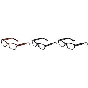 The Reading Bril Company 3 Pack zwart/bruin/donkerblauw leesbril voor mannen/vrouwen, Optical Power +3.50, 0.087999999999999995 kg