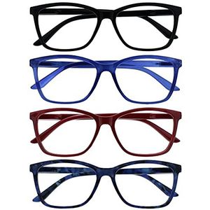 Leesbril Groot Mannen Zwart Blauw Kastanjebruin Rood Lezers Waarde 4 Stuks Scharnieren Met Veer RRRR51-13Z3T +3,50