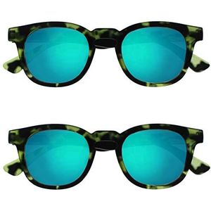 Opulize Bay 2 Stuks Gespiegeld Dik Ronde Mannen Vrouwen Matgroene Schildpad Zon Lezers Leesbril SS97-6 +3,50