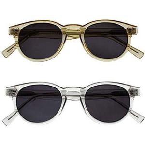 Opulize Rox 2 Stuks Super Stijlvol Transparant Goud Doorzichtig Vrouwen Mannen Zon Lezers Leesbril UV400 Ronde SS89-9C +2,00